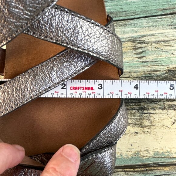 Dansko Veruca Gladiator Sandal Womens Sz 8.5-9 Metallic Gray Leather Wedge Heel - Picture 9 of 14